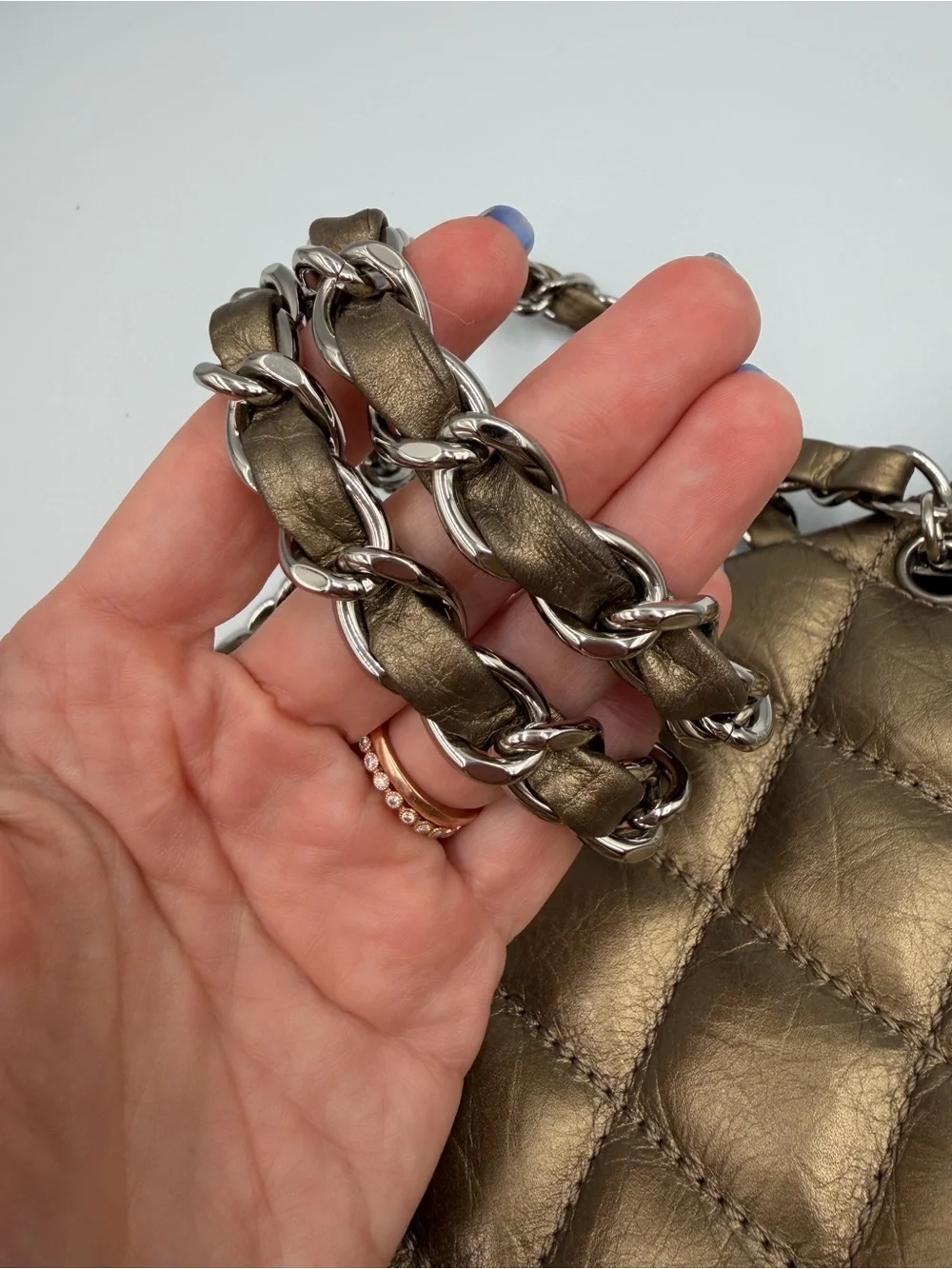 CHANEL vintage metallic cambon tote